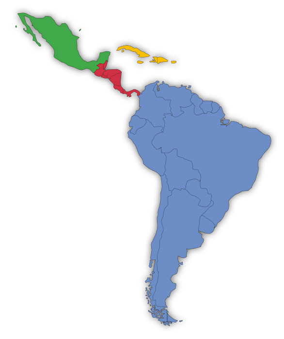 Colorful Map of Latin America